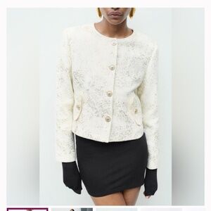 ZARA gold foil jacket Sz S